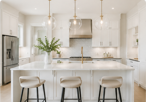 Bright white designer kitchen